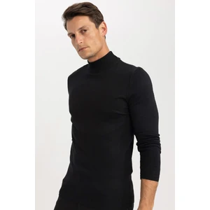 Siyah Regular Fit Yarım Balıkçı Yaka Basic Düz Triko Kazak A5282AX23AU