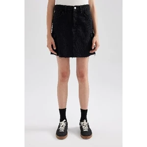 Kargo Fit Siyah Mini Jean Etek A9588AX23AU