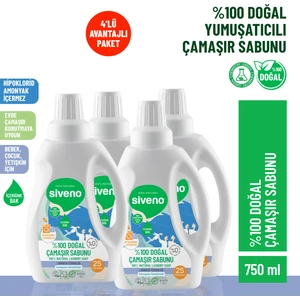 %100 Doğal Çamaşır Sabunu %100 Bitkisel Deterjan Yumuşatıcı Gerektirmez Konsantre 750 ml X4 Adet