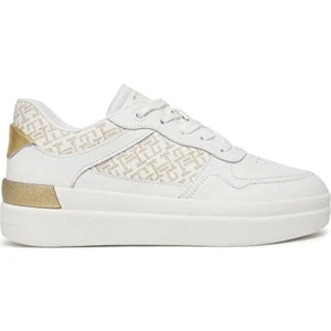 Tommy Hilfiger Kadın Beyaz Monogram Logolu Court Sneaker