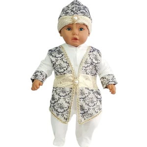 Sarı Laci Tuğra Desenli Altın Kemerli Erkek Bebek Mevlüt Takımı