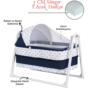 Chubby Baby Lüks Sallanır Tenteli Portatif Sepet Beşik Lacivert