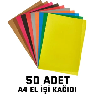 50 Adet A4 Elişi Kağıdı Karışık Renk