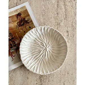 Mandalin Art Studio Hm Muadil Dokulu Dekoratif Tabak 20  cm  | Beyaz