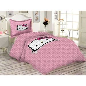 Doruklar Home Collection Kapitoneli Pamuk Dolgulu Kadife Kumaş Hello Kitty Desenli Tek Kişilik Çocuk Genç Yatak Örtüsü Seti