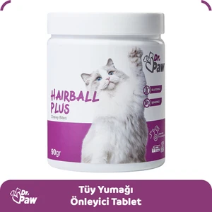 Dr. Paw Hairball Plus Kediler için Glütensiz ve Şekersiz Tüy Yumağı Engelleyici Çiğnenebilir Tablet (60 adet, 90 gr)