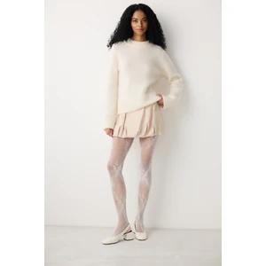 Roses File Beyaz Külotlu Çorap