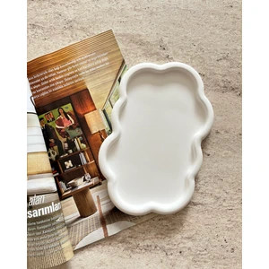 Mandalin Art Studio Kıvrımlı Dekoratif Beton Tabak, Tepsi