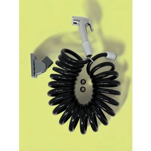 Nalbur Bakkal Taharetmatik Set 3/8 Girişli Patlamaz Spiral Hortum Başlık Wc Matik 5 mt Siyah