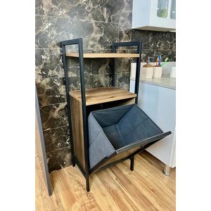 Kirli Çamaşır Sepeti Metal Ahşap Banyo Düzenleyici Kirli Sepeti Banyo Dolabı Organizeri Banyo Rafı