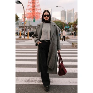 Italyan Kaşe Premıum Kaban Gri