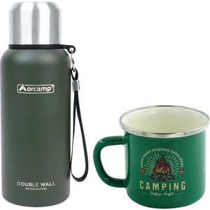 Çelik Termos 0.50 Lt Yeşil OUT-5000+EMAYE Camping 330 ml Kupa OUT-1900 Yeşil ORC-066-B-Y2