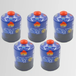 5'li Set - Golf Butan Propan Kamp Gazı Valfli Kartuş 450 gr