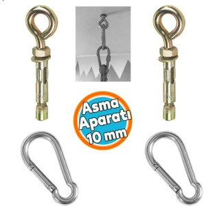 Salıncak Hamak Box Torbası Tavan Asma Aparatı Salıncağı Çelik Dübel + Karabina Kanca Takımı 2'li Set