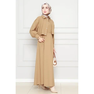 Cepken Detaylı Elbise Takım-Taba