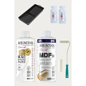 Akrilik Hobi Boya 104 Antik Beyaz 500 ml + Mdf Astar 500 ml Rulo Katalizör Ahşap Boyama Set