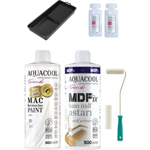 Akrilik Hobi Boya 101 Beyaz 500 ml + Mdf Astar 500 ml Rulo Katalizör Ahşap Boyama Set