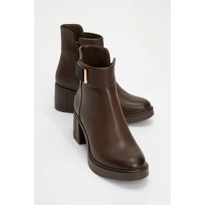 Rashe Kahverengi Tokalı Kadın Kalın Topuklu Bot