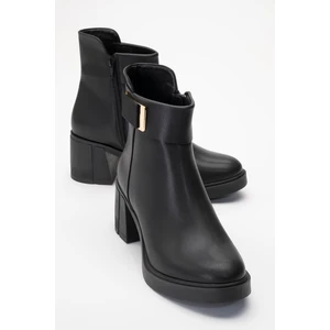 Rashe Siyah Tokalı Kadın Kalın Topuklu Bot