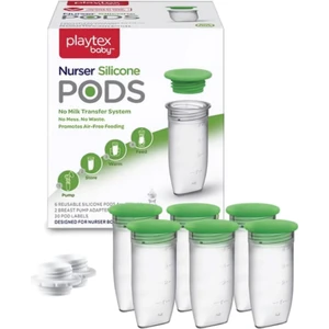 Baby™ Silikon Pods® Anne Sütü Saklama Kapları & Nurser Biberon Uyumlu - Doğrudan Sağım ve Saklama, Dondurucu Uyumlu, Anti-Kolik Tasarım, 118 Ml, 6'lı Paket, 0+ Ay, 2 Adet Pompa Adaptörü ile