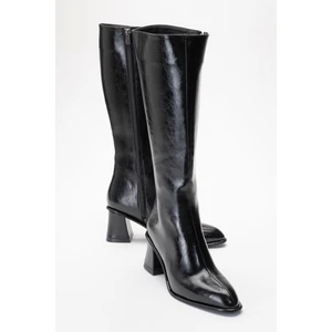 Paradis Siyah Cilt Kadın Kalın Topuklu Çizme