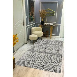 Kaymaz Tabanlı Yıkanabilir Leke Tutmaz Kilim Desenli Salon Halısı Dot Taban Halı KDH27