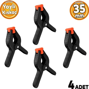 Yaylı Kıskaç Mandal El Tip İşkence Siyah Klips Hobi 35 mm 4 Adet