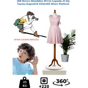 Elektrikli Siyah Renk 25 kg Kapasiteli (220 Wolt) Döner Platform