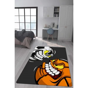 Doruklar Home Collection Kaymaz Taban Makinada Yıkanabilir Dijital Baskı Futbol Vs Basketbol Desenli Genç Odası Halısı Dot Taban Halı