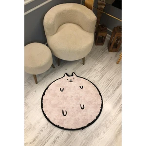 Dijital Baskı Kaymaz Taban Yıkanabilir Kedi Desenli Yuvarlak Çocuk Halısı