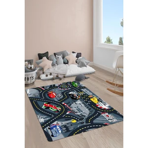 Doruklar Home Collection Kaymaz Taban Yıkanabilir Yol ve Araba Desenli Çocuk Halısı
