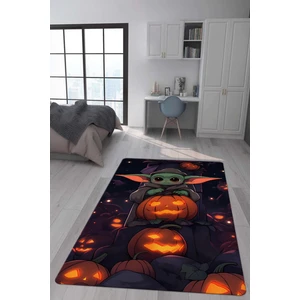 Doruklar Home Collection Kaymaz Taban Makinada Yıkanabilir Dijital Baskı Baby Yoda Desenli Genç ve Çocuk Odası Halısı Dot Taban Halı