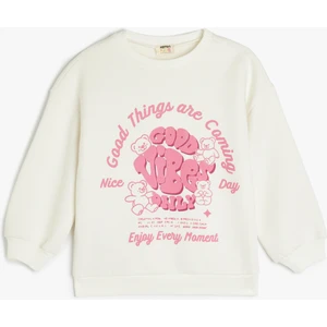 Slogan Baskılı Bisiklet Yaka Uzun Kollu Sweatshirt