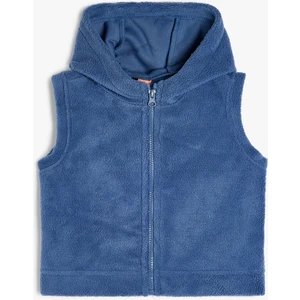 Kapüşonlu Fermuar Kapamalı Polar Yelek