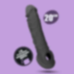 Gerçek Ten Dokusunda Zenci 4 cm Uzatmalı Penis Kılıfı Testise Geçen Dolgulu Uzatan Prezervatif Kılıf