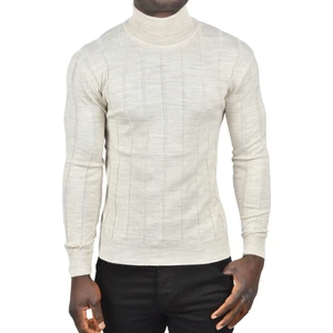 Slim Fit Likralı Tam Balıkçı Yaka Çizgili Boğazlı Kazak 2505504