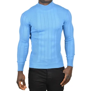 Yarım Balıkçı Yaka Çizgili Tüylenmeyen Slim Fit Triko Kazak 2505491