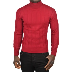 Slim Fit Likralı Tam Balıkçı Yaka Çizgili Boğazlı Kazak 2505504