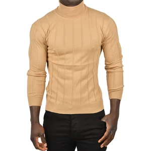 Slim Fit Likralı Tam Balıkçı Yaka Çizgili Boğazlı Kazak 2505504