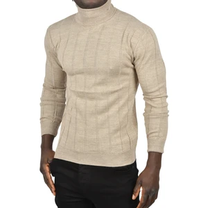 Slim Fit Likralı Tam Balıkçı Yaka Çizgili Boğazlı Kazak 2505504