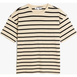 Çizgili Bisiklet Yaka Kısa Kollu Tişört