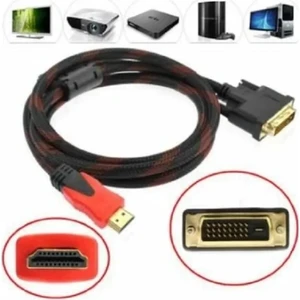 HDMI To DVI 24+1 Çevirici Dönüştürücü Monitör Kablosu 1.5 Metre Dual Link Dvı-D (24+1) Konnektörlü