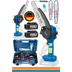 Alman V598 25CM Blue Zincir Yağlamalı Çift Akülü Budama Testeresi Şarjlı Ağaç Dal Kesme Testeresi