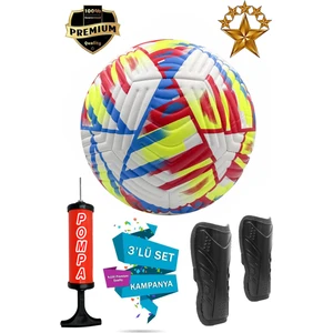 Profesyonel Futbol Topu 3'lü Set Dikişli Futbol Topu Dayanıklı Tekmelik(Dizlik) ve Pompa Dahil