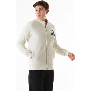 3 Iplik Harf Baskılı Fermuarlı Dik Yaka Sweatshirt