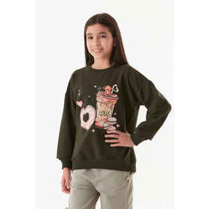 Baskılı Bisiklet Yaka Kız Çocuk Sweatshirt