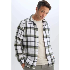 Regular Fit Polo Yaka Kareli Pamuklu Uzun Kollu Gömlek D7555AX24AU