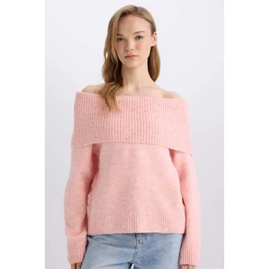 Defacto Regular Fit Açık Omuz Triko Kazak E4549Ax24Wn