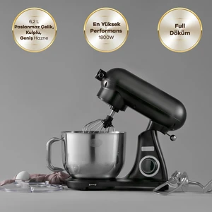 Powercast Chef Döküm Stand Mikser Matte Black Mutfak Şefi 1800W 6,2 Lt