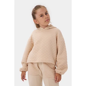 Kız Çocuk Kapşonlu Baskısız Kapitoneli Sweatshirt Eşofman takımı
